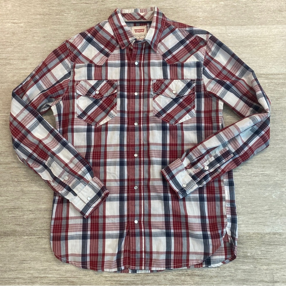 Men’s Levi’s Plaid Pearl Snap Button Down Size Small